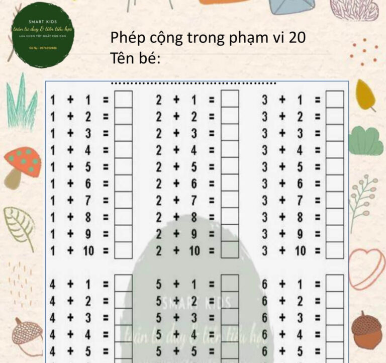 File Toán Tách Gộp Phép Cộng Và Phép Trừ PDF Cho Bé