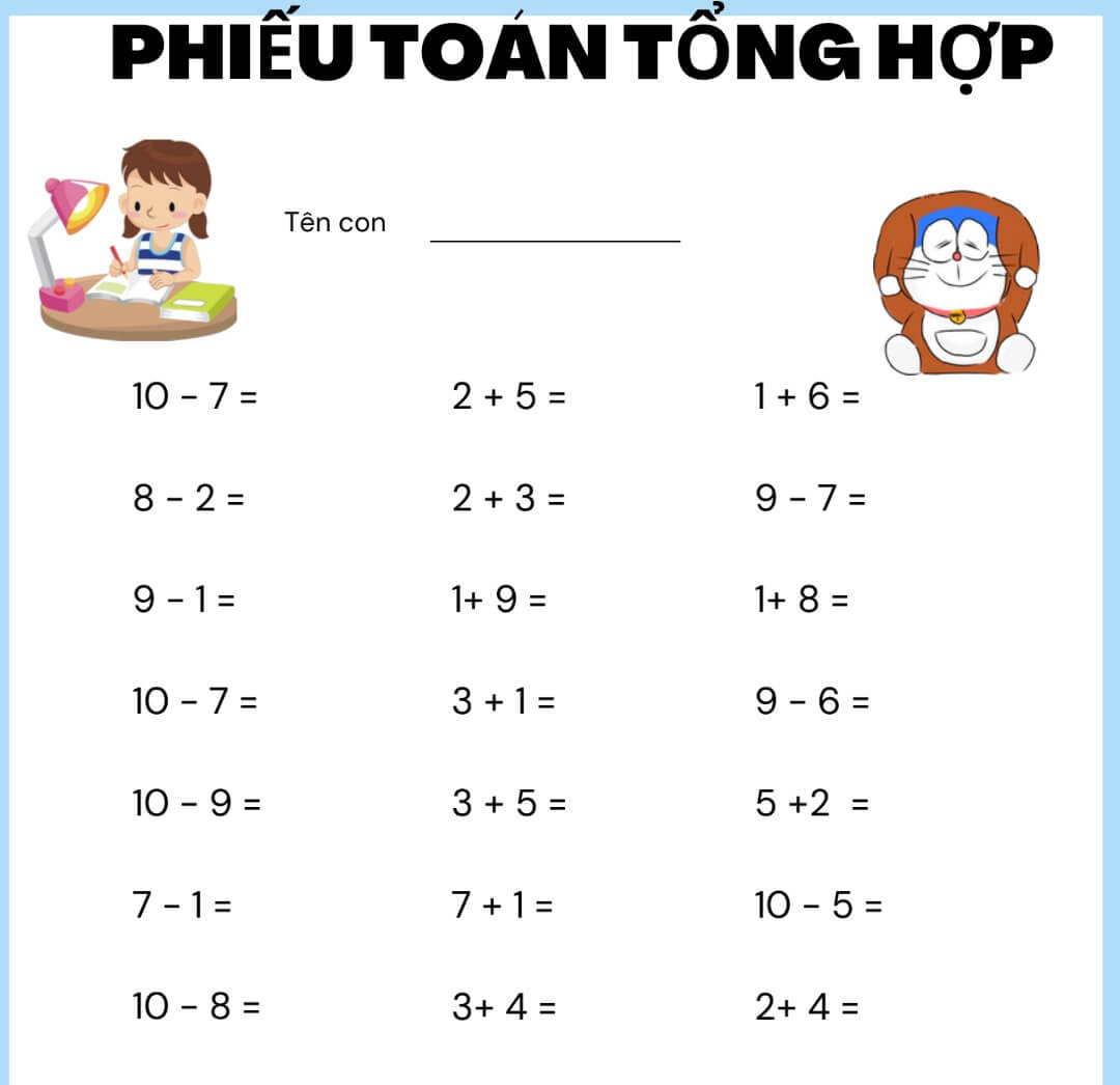 phieu bai tap toan tien tieu hoc