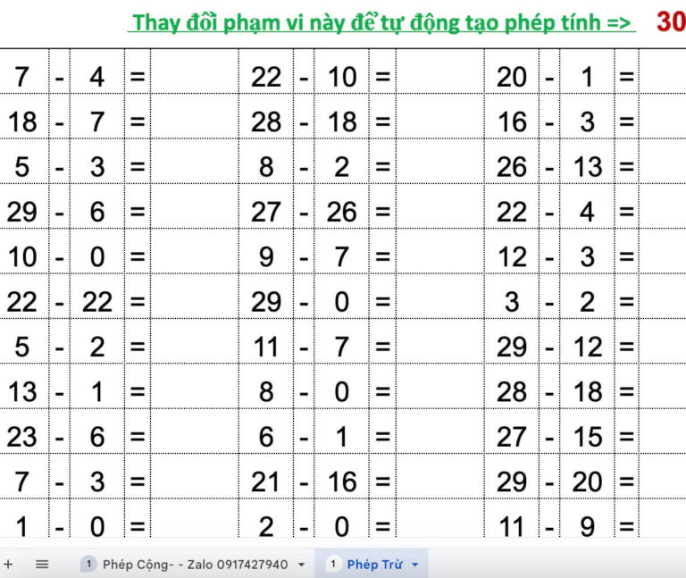 File Toán Tách Gộp Phép Cộng Và Phép Trừ PDF Cho Bé